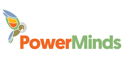 The logo of "PowerMinds" Education Center showcases a symbol that represents empowerment and knowledge. The logo features a combination of vibrant colors and sleek design elements.