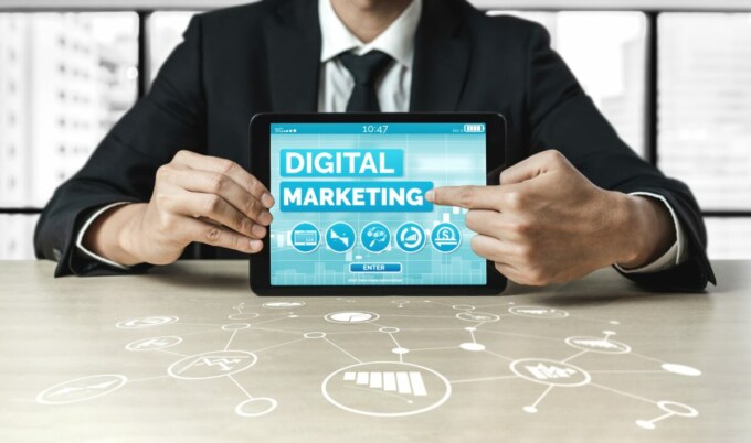 Digital marketing technology and business concept.